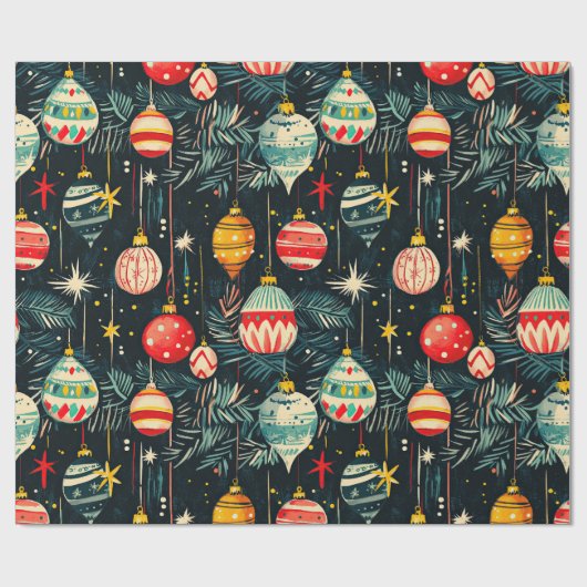Leuke retro kerstboom Ornamenten Cadeaupapier (Vlak)