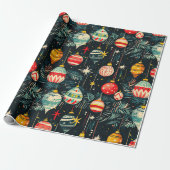Leuke retro kerstboom Ornamenten Cadeaupapier (Uitgerold)