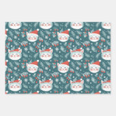Leuke Retro Kerstkatten Inpakpapier Vel (Voorkant 3)
