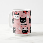 Leuke retro kerstkatten op roze Mok (Voorkant links)