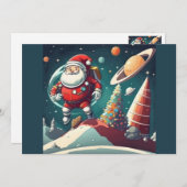 Leuke retro Kerstman in de ruimte Feestdagenkaart (Voorkant / Achterkant)