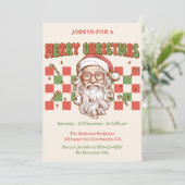 Leuke Retro Kerstman Kerstfeest Uitnodiging (Staand voorkant)