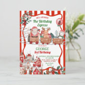 Leuke Retro Kerstmis Express Verjaardag Kaart (Staand voorkant)