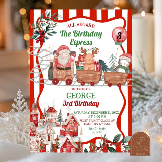 Leuke Retro Kerstmis Express Verjaardag Kaart
