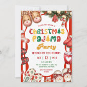 Leuke Retro Kerstmis Pyjama Feestje Kaart (Voorkant)