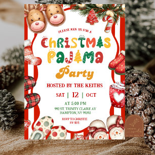 Leuke Retro Kerstmis Pyjama Feestje Kaart