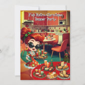 Leuke Retro Kerstvakantie Dinner Party 1950s Kaart (Voorkant)