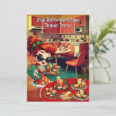 Leuke Retro Kerstvakantie Dinner Party 1950s Kaart (Staand voorkant)