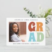 Leuke Retro Kleuren Foto 2025 Afstuderen Aankondiging (Staand voorkant)