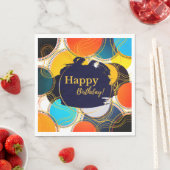 Leuke retro kleurrijke Abstracte Happy Birthday Pa Servet (Insitu)