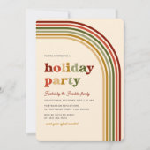 Leuke retro kleurrijke boog kerstfeest kaart (Voorkant)