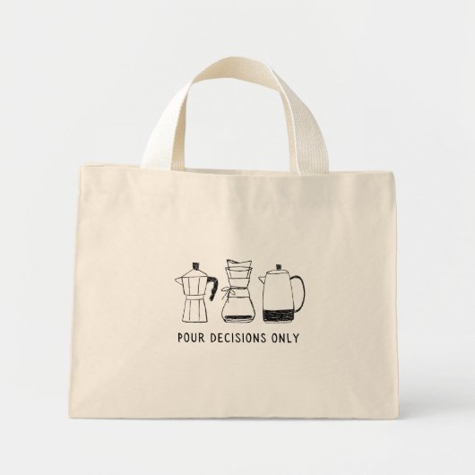 Leuke retro koffie liefhebber gieten beslissingen mini tote bag (Voorkant)
