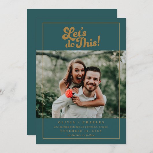 Leuke Retro Laten we dit doen Foto  Save The Date (Voorkant / Achterkant)