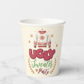 Leuke Retro Lelijke trui Kerstfeest Papieren Bekers (Achterkant)