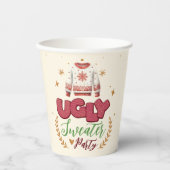 Leuke Retro Lelijke trui Kerstfeest Papieren Bekers (Voorkant)