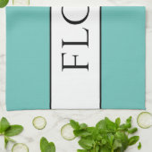 Leuke Retro Licht Blauwgroen Zwart Wit Meel Strepe Theedoek (Gevouwen)