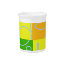 Leuke Retro Loops Geel Groen Porselein Pitcher