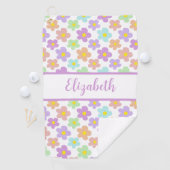 Leuke retro madeliefjes bloemen custom name dames golfhanddoek (Insitu)