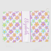 Leuke retro madeliefjes bloemen custom name dames golfhanddoek (Horizontaal)