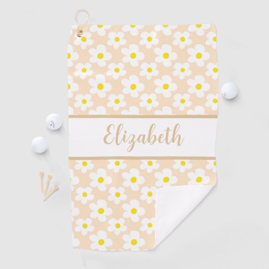 Leuke retro madeliefjes perzik bloem aangepaste na golfhanddoek (Insitu)