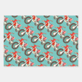 Leuke Retro Motorfiets Groene, Rode, Blauwe Vuilfi Inpakpapier Vel (Voorkant 2)