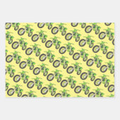 Leuke Retro Motorfiets Groene, Rode, Blauwe Vuilfi Inpakpapier Vel (Voorkant)