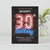 Leuke Retro Neon 30e Verjaardag Kaart (Staand voorkant)