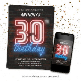 Leuke Retro Neon 30e Verjaardag Kaart