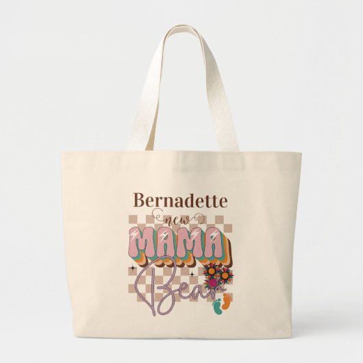 Leuke Retro Nieuwe Moeder Te Zijn Gift Met Naam Mo Grote Tote Bag (Voorkant)