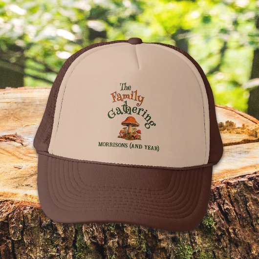Leuke retro paddenstoelen personaliseerbare famili trucker pet
