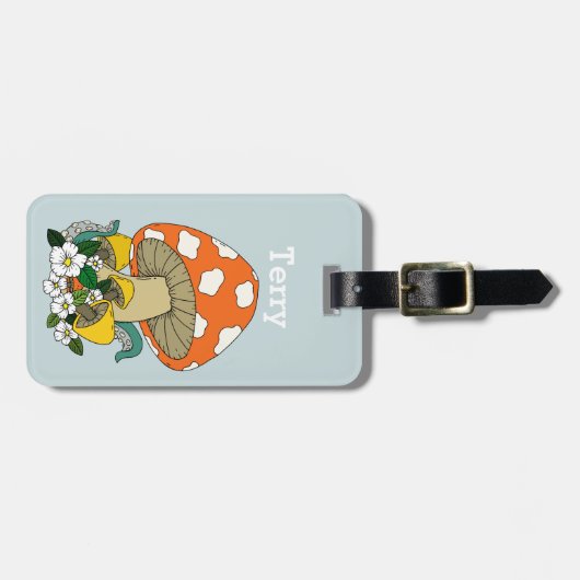 Leuke Retro Paddestoel Bagagelabel (Voorkant horizontaal)