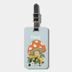 Leuke Retro Paddestoel Bagagelabel