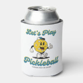 Leuke Retro Pickleball Cartoon Mascotte Gepersonal Blikjeskoeler (Blikje Voorkant)