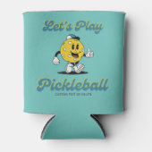 Leuke Retro Pickleball Cartoon Mascotte Gepersonal Blikjeskoeler (Voorkant)