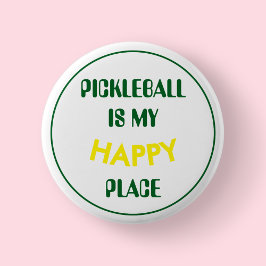Leuke retro pickleball is mijn gelukkige plek ronde button 5,7 cm