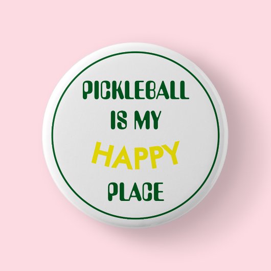 Leuke retro pickleball is mijn gelukkige plek ronde button 5,7 cm