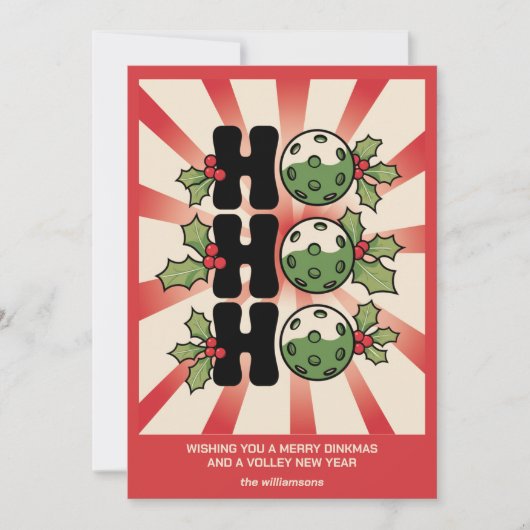 Leuke Retro Pickleball Kerstmis Jouw Aangepaste Te Feestdagenkaart (Voorkant)