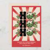 Leuke Retro Pickleball Kerstmis Uw aangepaste teks Feestdagenkaart (Voorkant / Achterkant)