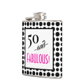 Leuke Retro Polka Dot 50 en FABULOUS! Birthday Heupfles (Links)