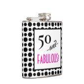 Leuke Retro Polka Dot 50 en FABULOUS! Birthday Heupfles (Rechts)