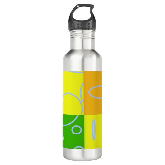 Leuke retro quad cirkels lussen geel water fles (Voorkant)