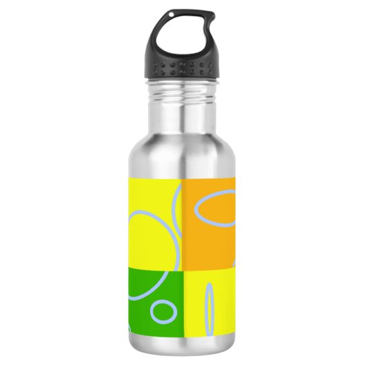 Leuke retro quad cirkels lussen geel water fles (Voorkant)