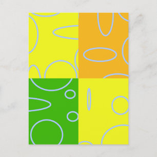 Leuke Retro Quad Geel Groen Sinaasappel Geometrisc Briefkaart