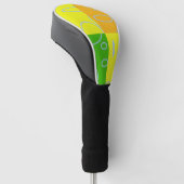 Leuke Retro Quad Geel Groen Sinaasappel Geometrisc Golfheadcover (Schuin)