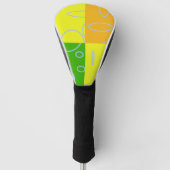 Leuke Retro Quad Geel Groen Sinaasappel Geometrisc Golfheadcover (Voorkant)