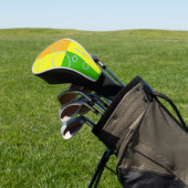 Leuke Retro Quad Geel Groen Sinaasappel Geometrisc Golfheadcover (Insitu)