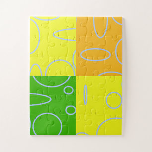 Leuke Retro Quad Geel Groen Sinaasappel Geometrisc Legpuzzel
