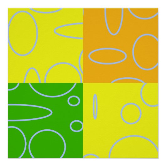 Leuke Retro Quad Geel Groen Sinaasappel Geometrisc Perfect Poster (Voorkant)