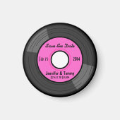 Leuke Retro Record Save the Date Magnet - Roze (Voorkant)