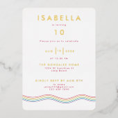 Leuke Retro Regenboog Bloem Verjaardagsfeest Folie Uitnodiging (Voorkant)